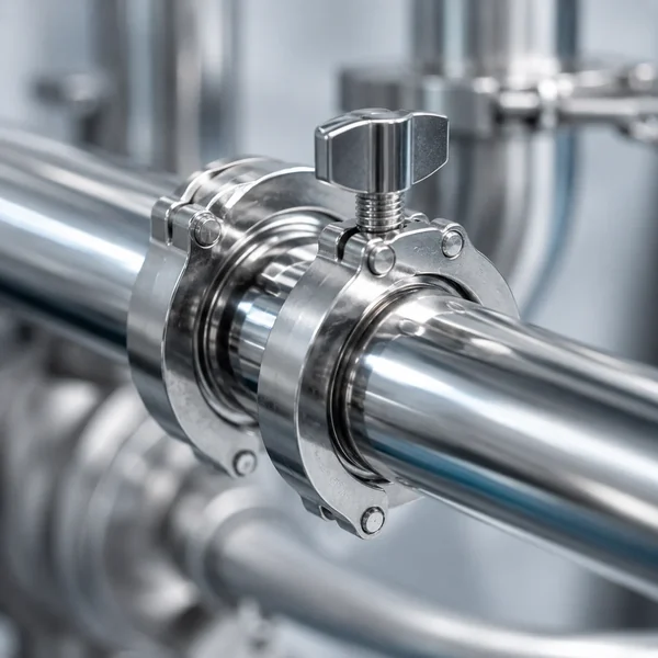 Tubería de acero inoxidable sanitario con abrazaderas clamp